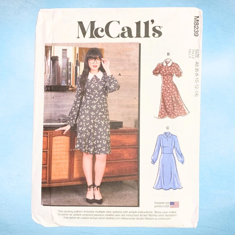NEW McCalls M8239 Women’s Classic Dress Collar Sm Med UNOPENED